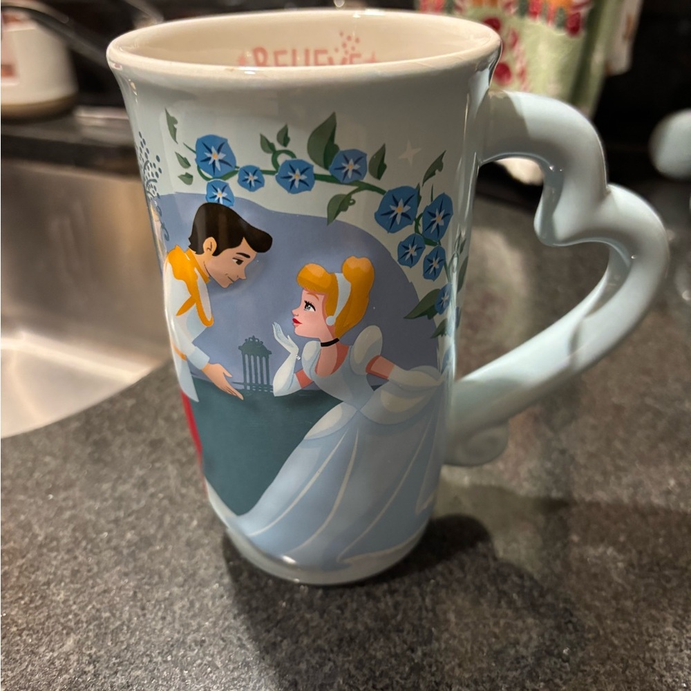 Disney Cinderella and Prince Charming Mug - Blue and White